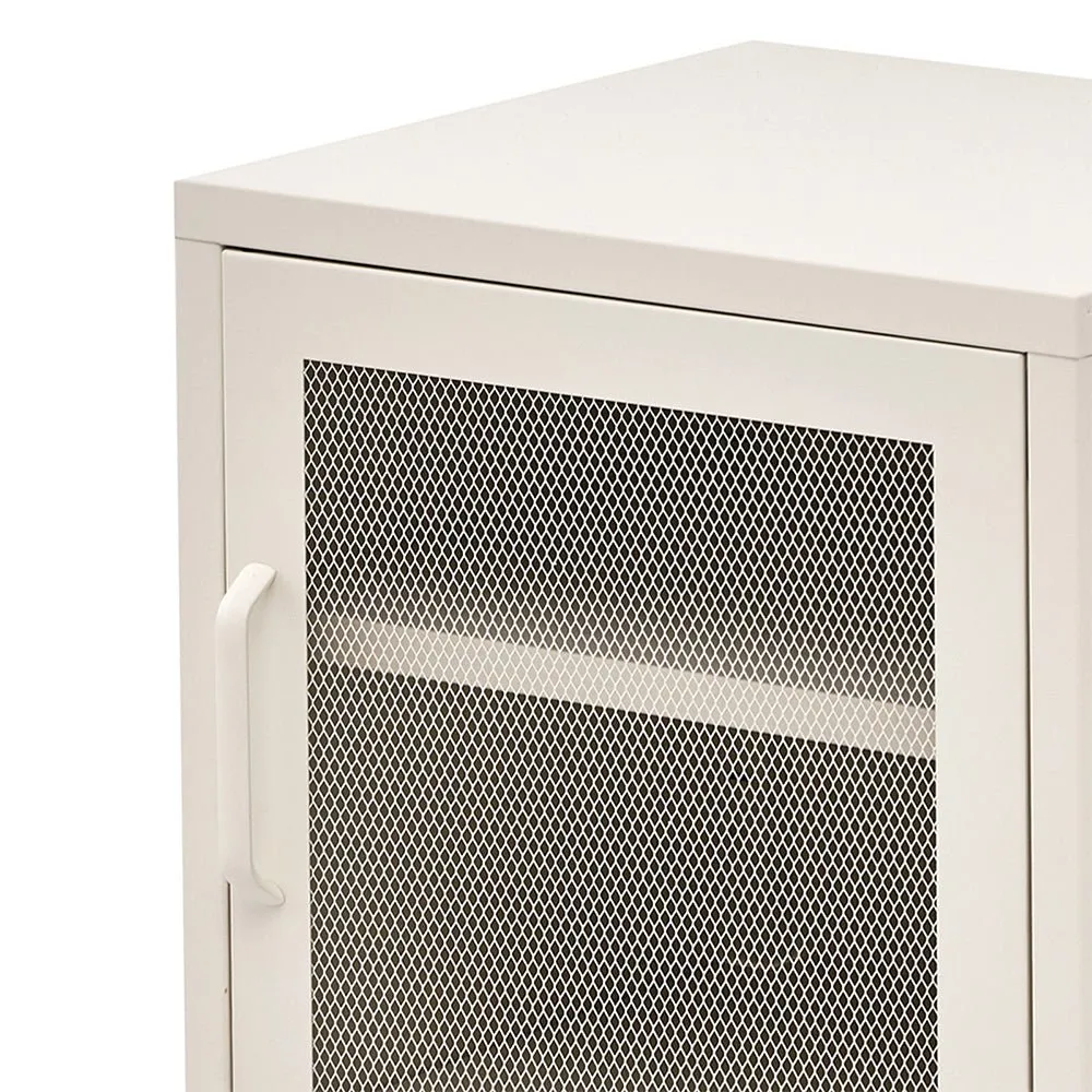 Mini Mesh Storage Cabinet Organizer Bedside Table White