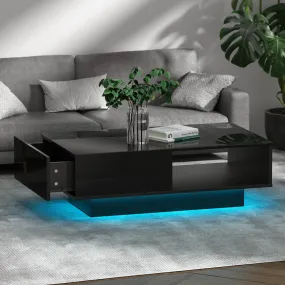 Modern LED Coffee Table, Storage, Gloss Finish - Artiss