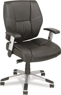 Napoleon Series Mid-Back Swivel/Tilt Leather Chair Black/Chrome