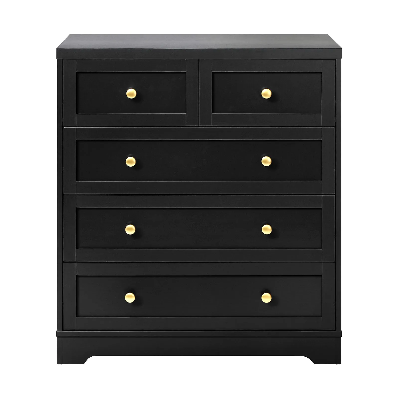 Oikiture 5 Chest of Drawers Tallboy Dresser Table Storage Cabinet Black