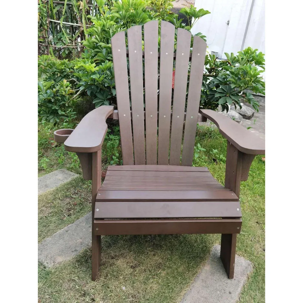 Oversized Adirondack Chair with Cup Holder Made with All-Weather Fade-Resistant Poly Lumber & 350lb Weight Rating