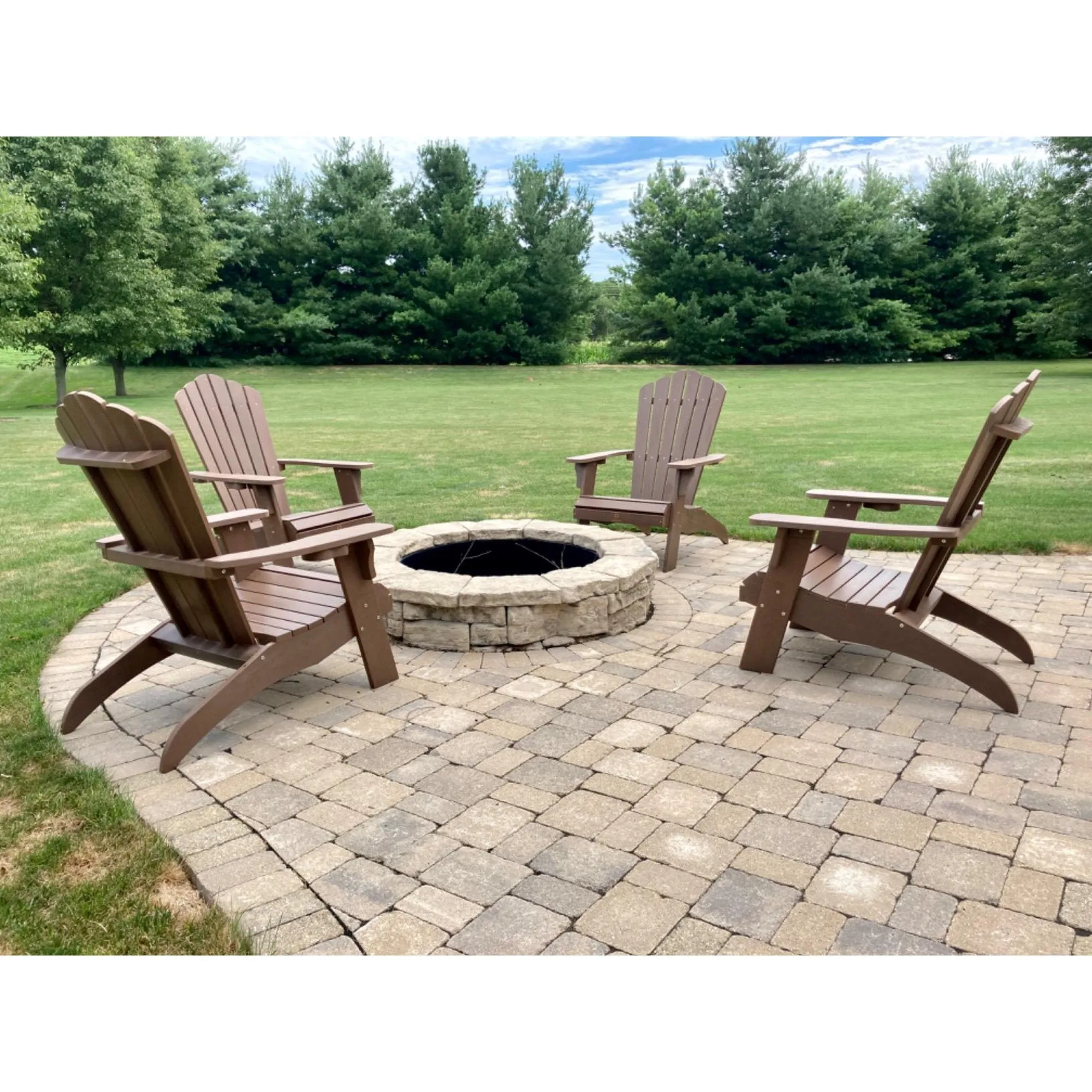 Oversized Adirondack Chair with Cup Holder Made with All-Weather Fade-Resistant Poly Lumber & 350lb Weight Rating