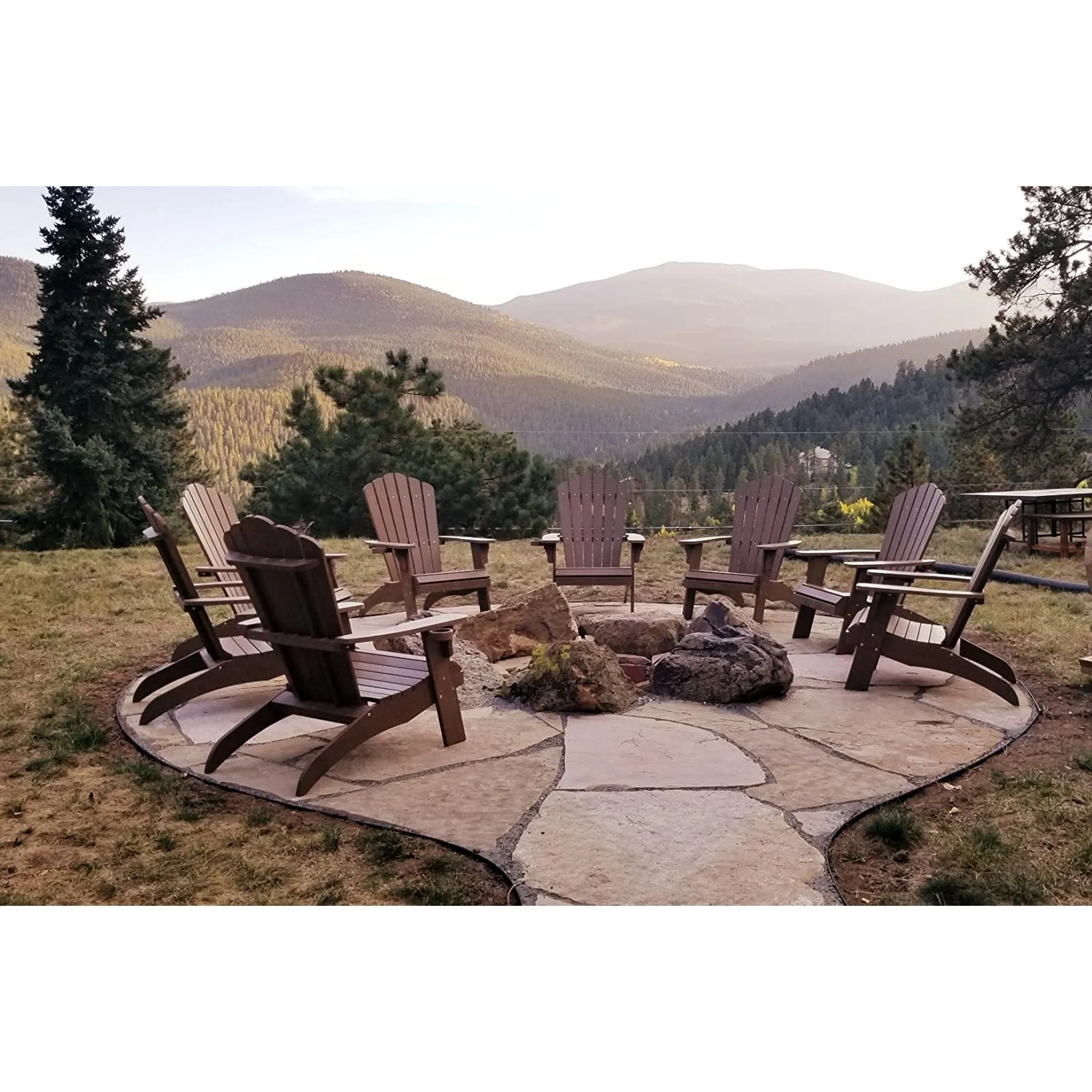 Oversized Adirondack Chair with Cup Holder Made with All-Weather Fade-Resistant Poly Lumber & 350lb Weight Rating