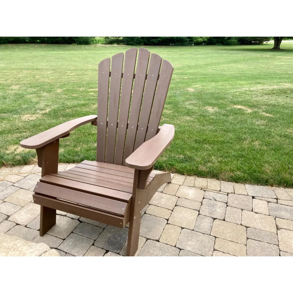 Oversized Adirondack Chair with Cup Holder Made with All-Weather Fade-Resistant Poly Lumber & 350lb Weight Rating