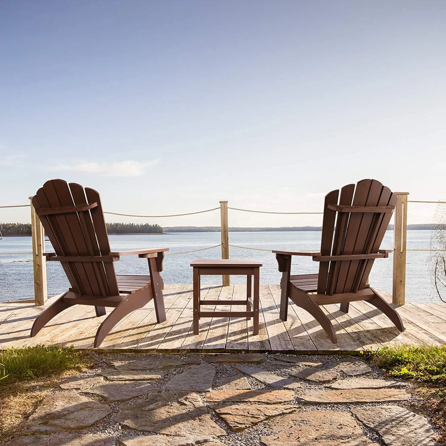 Oversized Adirondack Chair with Cup Holder Made with All-Weather Fade-Resistant Poly Lumber & 350lb Weight Rating