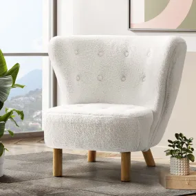 Premium White Sherpa Armchair with High-Back Support - Artiss