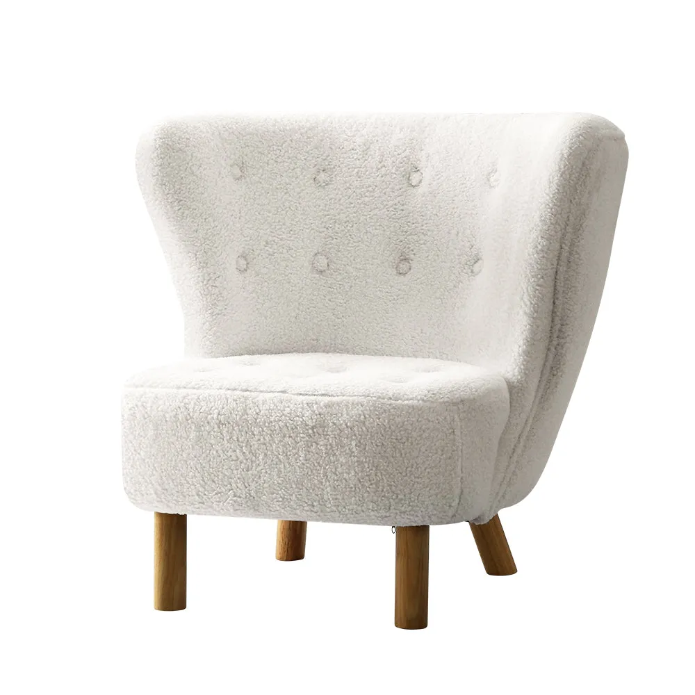 Premium White Sherpa Armchair with High-Back Support - Artiss