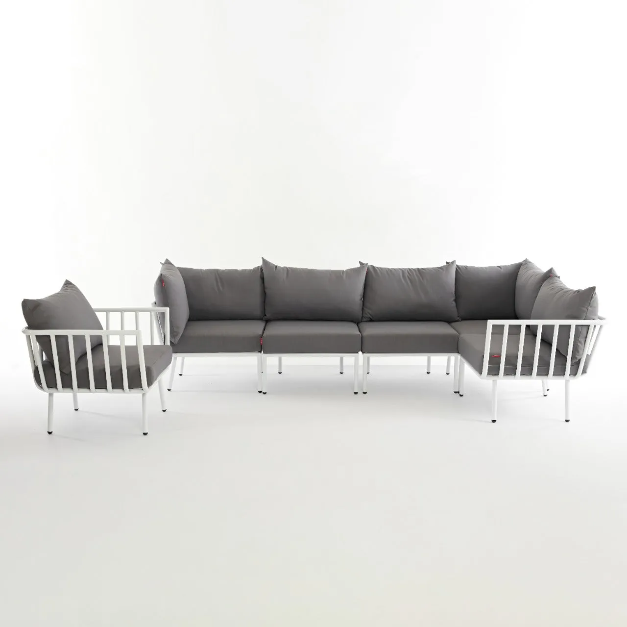 Rakot- Set of L Shape Sofa 1 Side Chair & Table