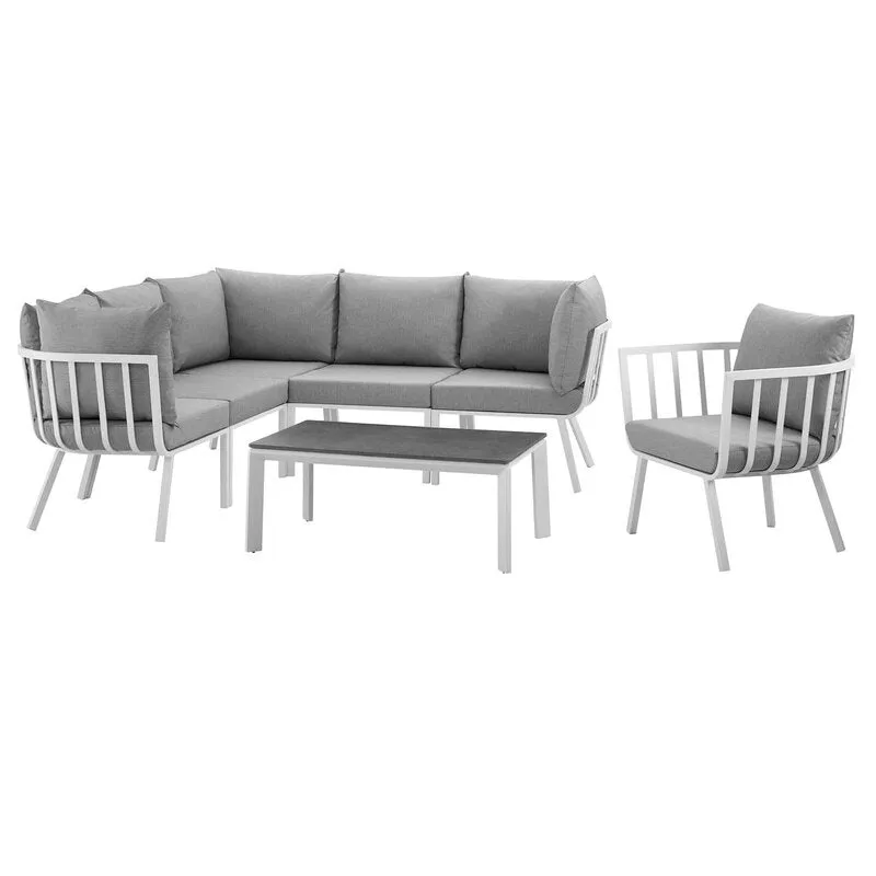 Rakot- Set of L Shape Sofa 1 Side Chair & Table