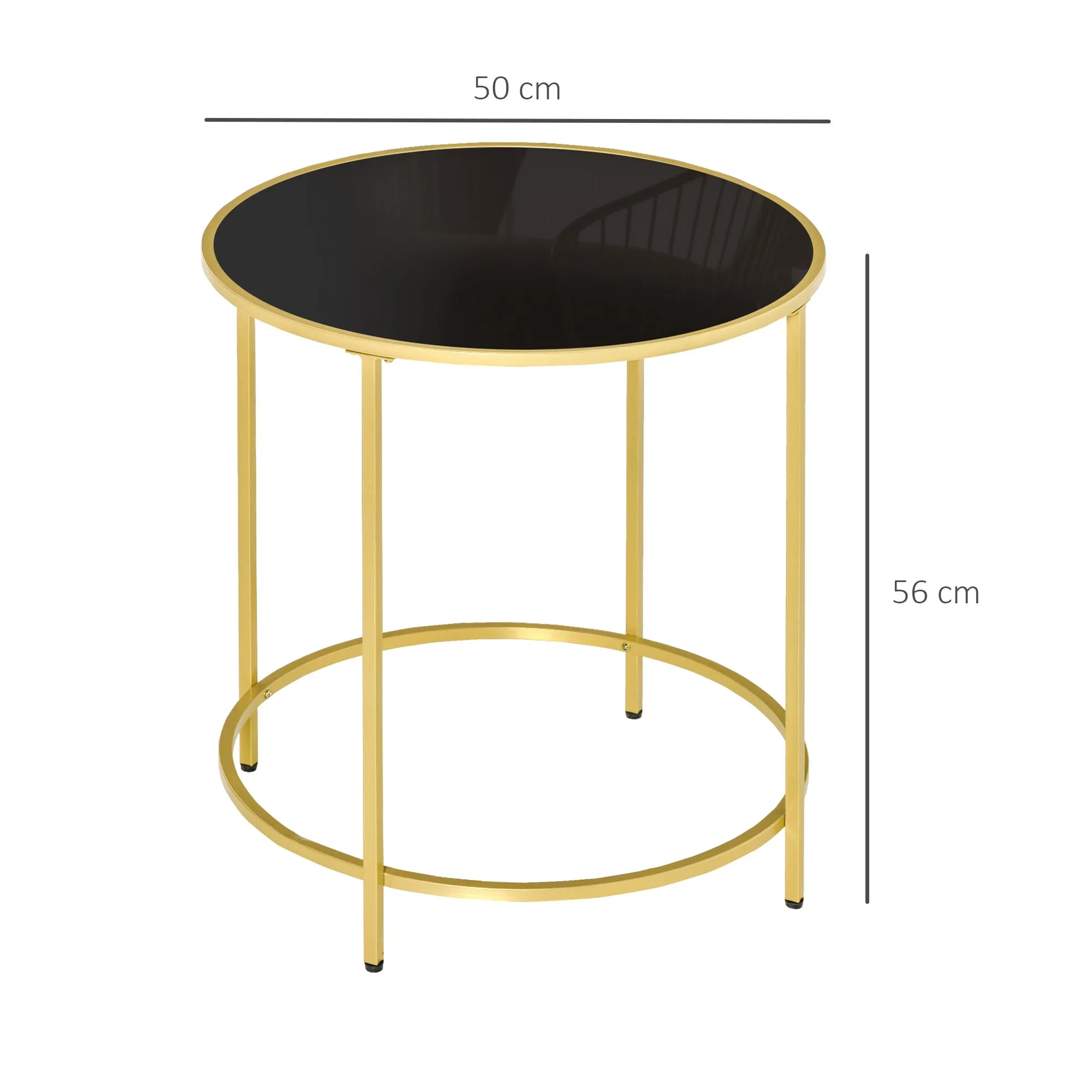 Round Side Table Morden Coffee Tables with Gold Metal Base, Table with Tempered Glass Tabletop, for Living Room, Bedroom, dining room