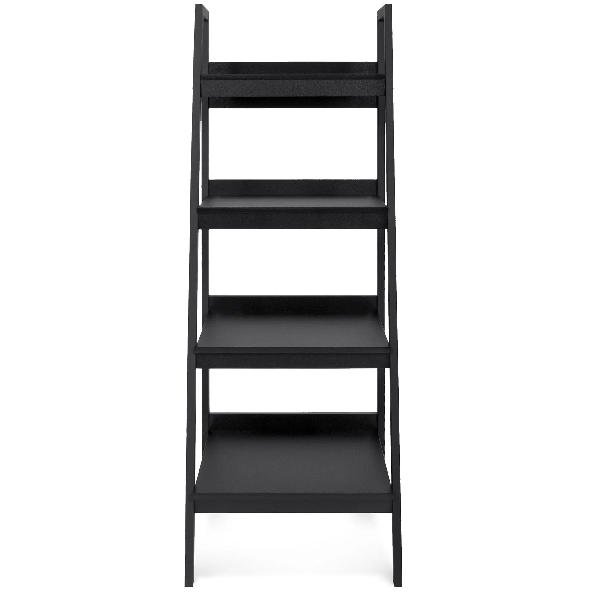 Set of 2 4-Shelf Open Ladder Bookcase Display - Black