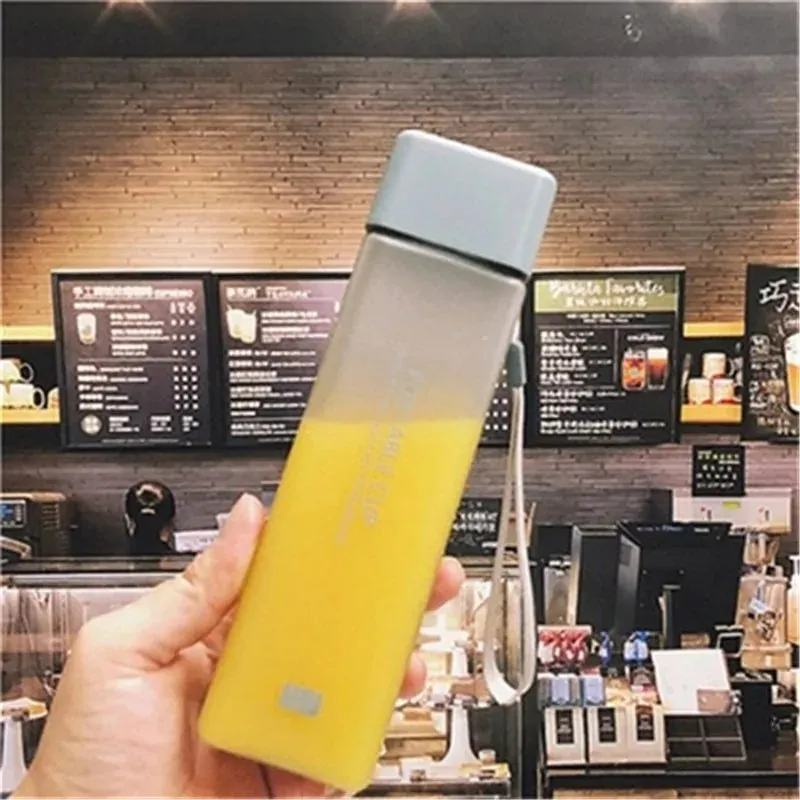 Square Frosted Plastic Water Bottle: Portable Leak-proof Travel Companion