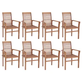 Stacking Dining Chairs 8 pcs Solid Teak Wood