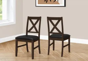 Upholstered Brown Wood Dining Chairs, 37" Height - Set of 2