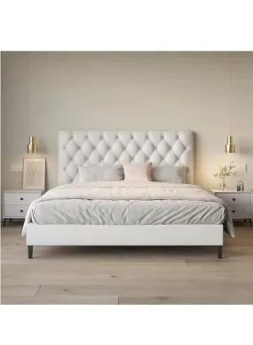 Wooden Twist Obvious Button Tufted Modernize Velvet Upholstery Bed for Luxury Bedroom